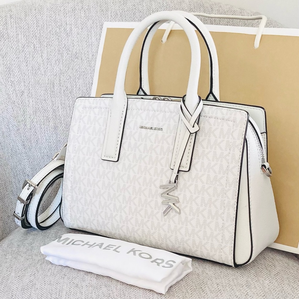 Michael Kors Top Handle Crossbody Logo White Handbag